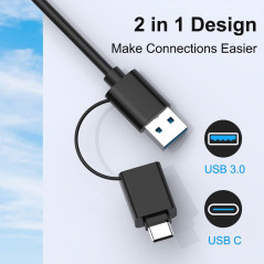 Lecteur de Cartes USB C 7 en 1 USB 3.0 pour SD, CF, Micro SD, XD, MS – Compatible Windows, Mac, Linux, Android