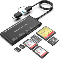 Lecteur de Cartes USB C 7 en 1 USB 3.0 pour SD, CF, Micro SD, XD, MS – Compatible Windows, Mac, Linux, Android