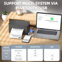 Imprimante Etiquettes PEDOOLO 4x6 Bluetooth Compatible Tous Appareils