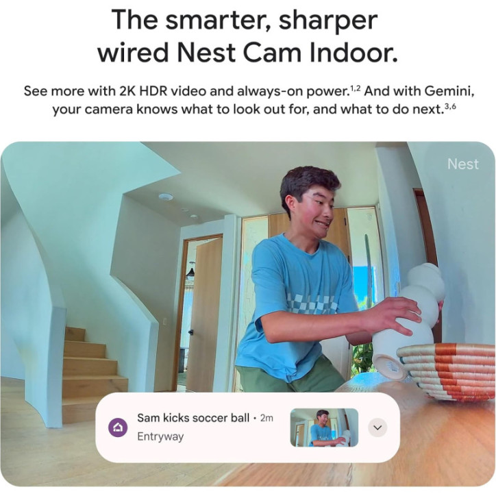 Google Nest Cam Indoor Wired 3rd Gen - 2K Video, Night Vision, 2-Way Audio, Works with Google Home, 2025 Model Google Nest Cam Indoor Wired 3rd Gen - 2K Video, Night Vision, 2-Way Audio, Works with Google Home, 2025 Model