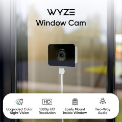 Wyze Window Camera: HD WiFi Security, AI Motion, Color Night Vision