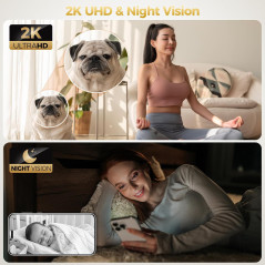 Caméra ZEEPORTE 2K - Sécurité Maison, Bébé, Animaux