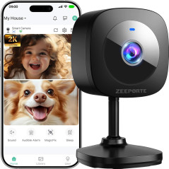 Caméra ZEEPORTE 2K - Sécurité Maison, Bébé, Animaux