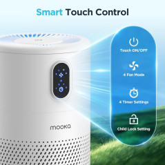 MOOKA Air Purifier for Large Rooms up to 1076ft² with True HEPA Filter