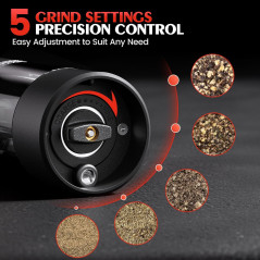 Electric Salt & Pepper Grinder Set – Adjustable LED Battery Mill Gift