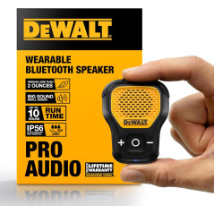 DEWALT Wearable Bluetooth Speaker - Clip-On, Water-Resistant, Hands-Free
