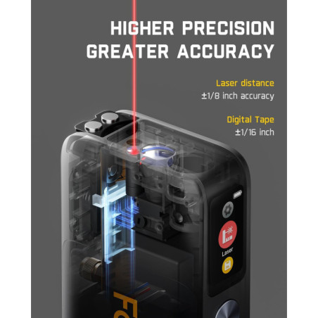 Fanttik A10 Pro 2-in-1 Laser Tape Measure, 165Ft Range, HD IPS Display, Rechargeable, 6 Units, Area/Volume