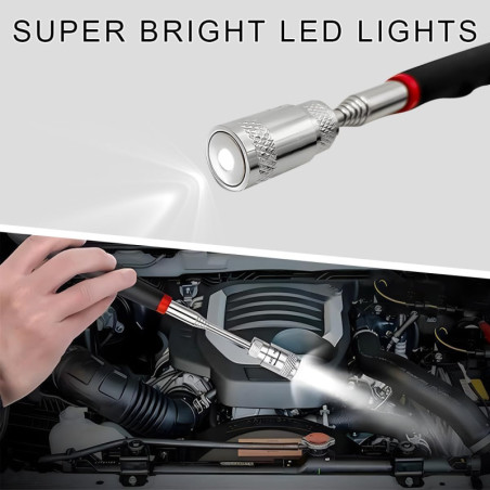 Set 2 pcs outils télescopiques magnétiques 1,5 kg avec LED - lampe torche aimantée pour hommes
