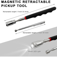 2PCS Telescoping Magnetic Pickup Tool Set with LED Light & Strong Magnet