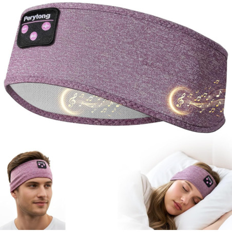 Perytong Casque Audio Sans Fil Bluetooth, Bandeau Sport Ultra-Mince Violet, Parfait pour Sommeil & Activités