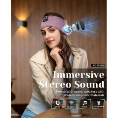 Perytong Casque Bluetooth Sans Fil Sport Ultra-Mince Violet