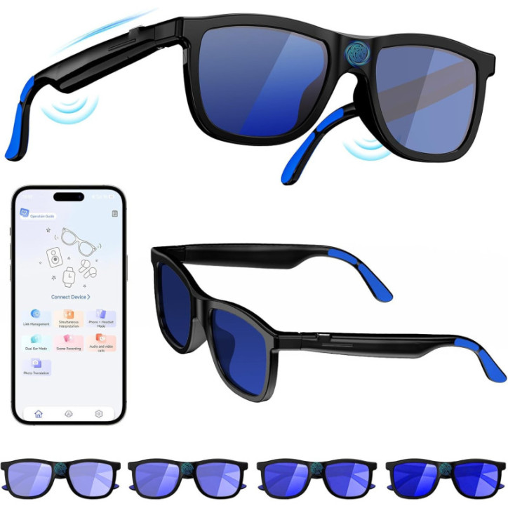 Lunettes Audio Intelligentes 2026 avec Verres Électrochromiques, Bluetooth 5.4, Traduction IA, Ajustables Lunettes Audio Intelligentes 2026 avec Verres Électrochromiques, Bluetooth 5.4, Traduction IA, Ajustables