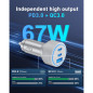 WODENTA 67W 3-Port USB C Car Charger with 3FT USB C Cable for iPhone 17/16/15 Pro Max & iPad WODENTA 67W 3-Port USB C Car Charger with 3FT USB C Cable for iPhone 17/16/15 Pro Max & iPad