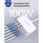 Chargeur USB C 100W GaN 6 Ports, Station de Charge Rapide avec Câble 5ft pour iPhone, iPad, Galaxy Chargeur USB C 100W GaN 6 Ports, Station de Charge Rapide avec Câble 5ft pour iPhone, iPad, Galaxy