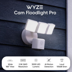 WYZE Floodlight Camera Pro - 2.5K HD, 3000-Lumen, Alexa & Google Compatible