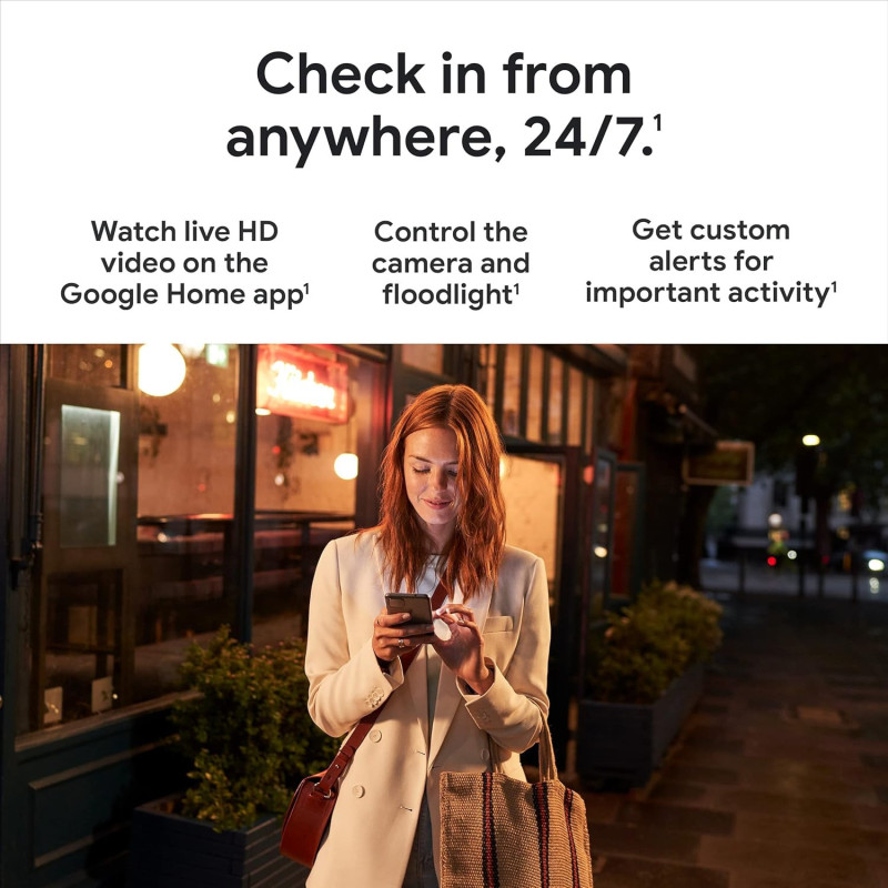 Caméra Google Nest avec projecteur - Sécurité extérieure, blanc
