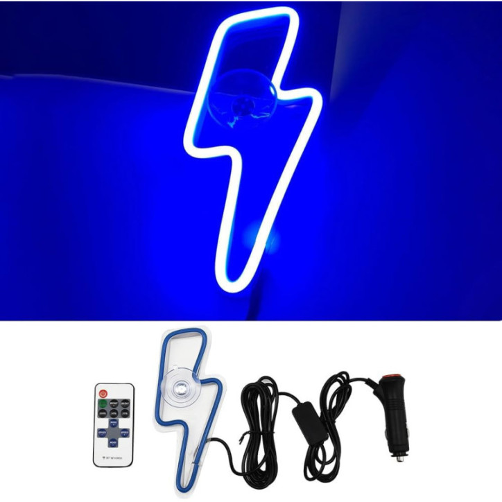 Lumières d'ambiance intérieures voiture LED éclair en forme d'éclair bleues pour fenêtre arrière triangulaire Lumières d'ambiance intérieures voiture LED éclair en forme d'éclair bleues pour fenêtre arrière triangulaire