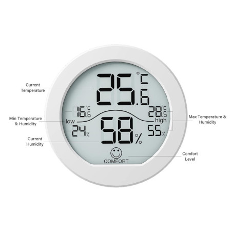 Hygromètre Thermomètre Numérique SECRUI TH1 Blanc LCD