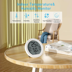 SECRUI Digital Indoor Hygrometer Thermometer TH1 with LCD, Accuracy Calibration, Max/Min Records - White
