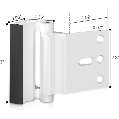 Serrure Renforcée Porte Blanc 800lbs - Sécurité Enfants, Anti-Effraction, Installation par Perçage