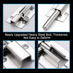 FATLODA 2 Pack 3 Stainless Steel Barrel Bolt Latch with Screws