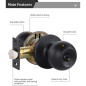 Lanwandeng Matte Black Door Knobs with Lock & Keys, Interior/Exterior Bedroom & Bathroom Entry Door Lock Lanwandeng Matte Black Door Knobs with Lock & Keys, Interior/Exterior Bedroom & Bathroom Entry Door Lock