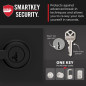 Poignée de porte d'entrée Kwikset Casey avec serrure, clé, levier réversible mat noir, sécurité SmartKey anti-effraction Poignée de porte d'entrée Kwikset Casey avec serrure, clé, levier réversible mat noir, sécurité SmartKey anti-effraction