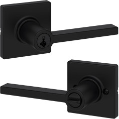 Kwikset Casey Matte Black Entry Door Handle with Secure SmartKey Lock
