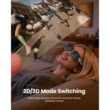 TOZO VIZO Z1 Pro AR Glasses, 160 Virtual Screen, 120Hz Micro-OLED, 2D/3D, Dual Speakers, USB-C Plug & Play