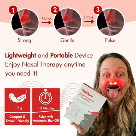 Original NoMore Red Light Therapy Nose Device – LED Nasal Care for Dry Nose, Sinus Relief & Cold Prevention, USB Rechargeabl