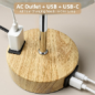 High-Sensitivity Touch Table Lamp, 3-Level Dimmable Bedside Lamp with AC Outlet, USB & USB-C – Warm Wooden Finish High-Sensitivity Touch Table Lamp, 3-Level Dimmable Bedside Lamp with AC Outlet, USB & USB-C – Warm Wooden Finish