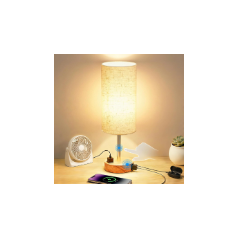 Touch Control Table Lamp with USB & AC Outlet | Dimmable Bedroom Lamp