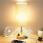 Lampe de chevet tactile 3 niveaux dimmable avec prise AC, USB & USB-C, bois chaleureux, pour chambre Lampe de chevet tactile 3 niveaux dimmable avec prise AC, USB & USB-C, bois chaleureux, pour chambre