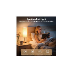 Touch Control Table Lamp with USB & AC Outlet | Dimmable Bedroom Lamp