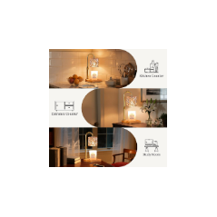 Hong-in Dimmable Candle Warmer Lamp with Timer & Adjustable Height, Vintage Amber Glass Wax Melt Warmer Gift