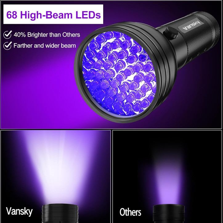 Vansky Air Conditioner Leak Detector Kit – 68 LED UV Dye Car AC Leak Finder with Protective Glasses Vansky Air Conditioner Leak Detector Kit – 68 LED UV Dye Car AC Leak Finder with Protective Glasses