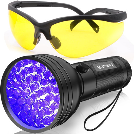 Vansky Air Conditioner Leak Detector Kit – 68 LED UV Dye Car AC Leak Finder with Protective Glasses
