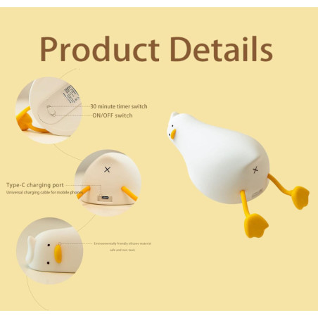 Veilleuse Canard LED Rechargeable Dimmable pour Enfants