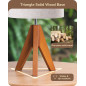 EDISHINE Tripod Table Lamp, 14.2 Small Bedside Lamp with Beige Linen Shade & Light Brown Wood Base, E26 Socket