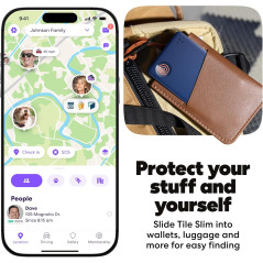 Life360 Tile Slim Wallet Finder & Bluetooth Tracker for Luggage, Passports – iOS & Android, 1-Pack Navy Blaze