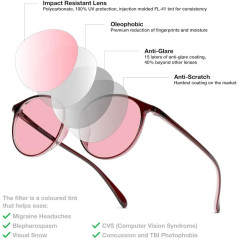Lunettes Anti-Lumière Migraine BRADDELL FL-41 Rose Intérieur & FL-60 Marron Extérieur (Moyen-Petit)
