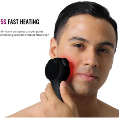 Rechargeable Waterproof Silicone Sonic Face Scrubber & Cleanser with Wireless Charging Dock, Black