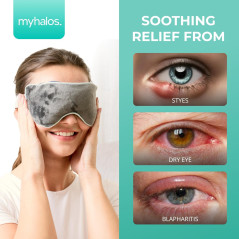 MyHalos® Heated Eye Mask for Dry Eyes - Steam Warm Compress for Styes, Chalazion, Blepharitis & MGD - FSA/HSA Eligible