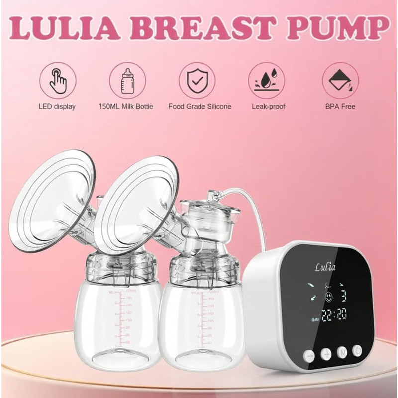 Lulia Double Electric Breast Pump – 4 Modes, Portable, BPA Free, Quiet