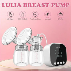 Lulia Double Electric Breast Pump, 4 Modes, 9 Levels, Low Noise, Anti-Backflow, LED Display, BPA-Free, 24mm Flange