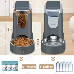 Distributeur Automatique Eau et Nourriture pour Chats Chiens Petits et Moyens Animaux 1 Gal x 2