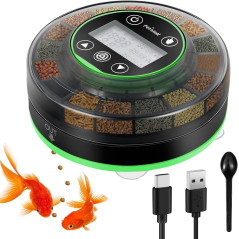 Automatic Fish Feeder for Aquarium - USB Rechargeable, Timer & LCD