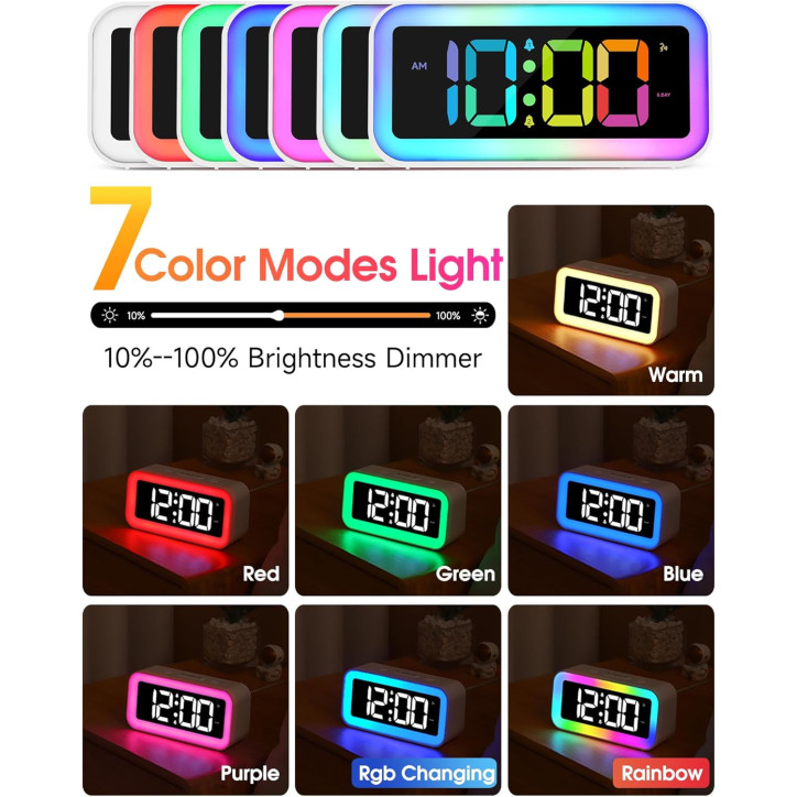 Cadmos Cute Pink Alarm Clock with RGB Night Light - Small, Perfect for Girls' Bedroom & Kawaii Gifts Cadmos Cute Pink Alarm Clock with RGB Night Light - Small, Perfect for Girls' Bedroom & Kawaii Gifts