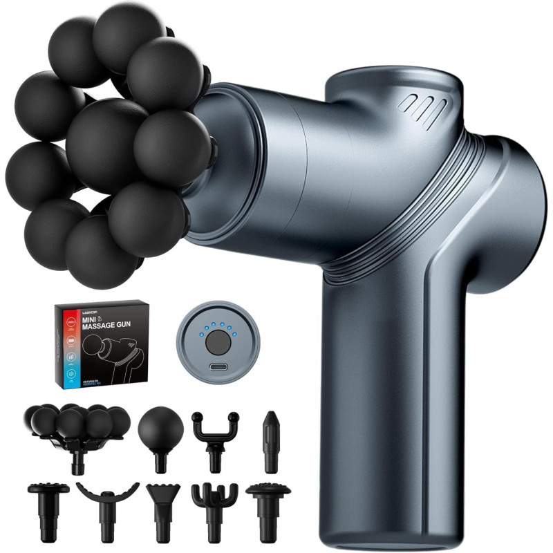 Silent Deep Tissue Massage Gun with 9 Heads – Mini Muscle Massager Gift