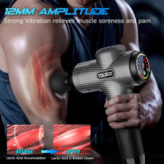 TOLOCO Pistolet de Massage Profond 10 Têtes, 7 Vitesses Silencieux - Soulagement Douleur Corps, Cadeau Fête des Pères